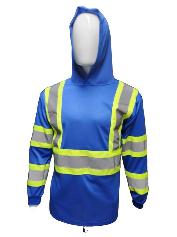 High Visibility Long Sleeve Safety Shirt with hoodie   ANSI Rate Class 3 Polyester shirt( SEE SIZEING INFORMATION ON DESCRITION )