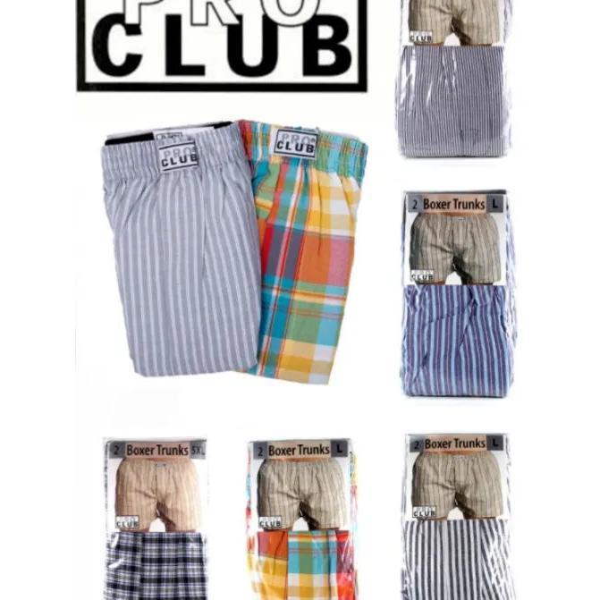 PRO CLUB MEN'S 2-PACK CLASSIC WOVEN BOXER (MIX COLORS) Cotton Fabric