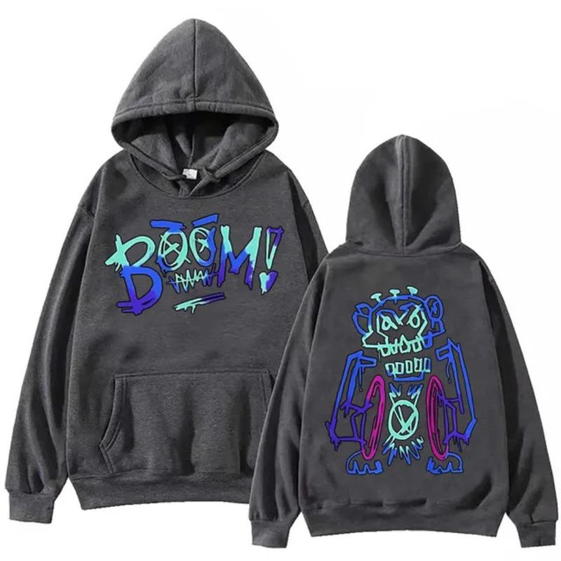 Arcane Boom Robot Double Sided Graffiti Art Streetwear Basic Hoodie