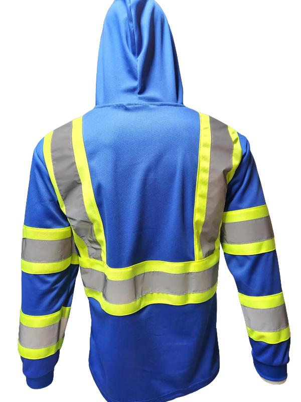 High Visibility Long Sleeve Safety Shirt with hoodie   ANSI Rate Class 3 Polyester shirt( SEE SIZEING INFORMATION ON DESCRITION )