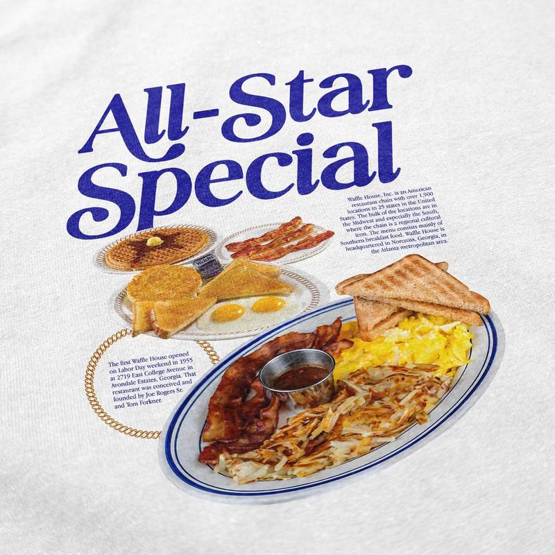 Official All Star Special Breakfast Unisex T-Shirt, Funny Breakfast Tee, Full Sizes, Full Color, For Men, For Women, Unisex Apparel Relaxed Fit Printed In The USA Menswear Top Tshirt Crewneck Shortsleeve