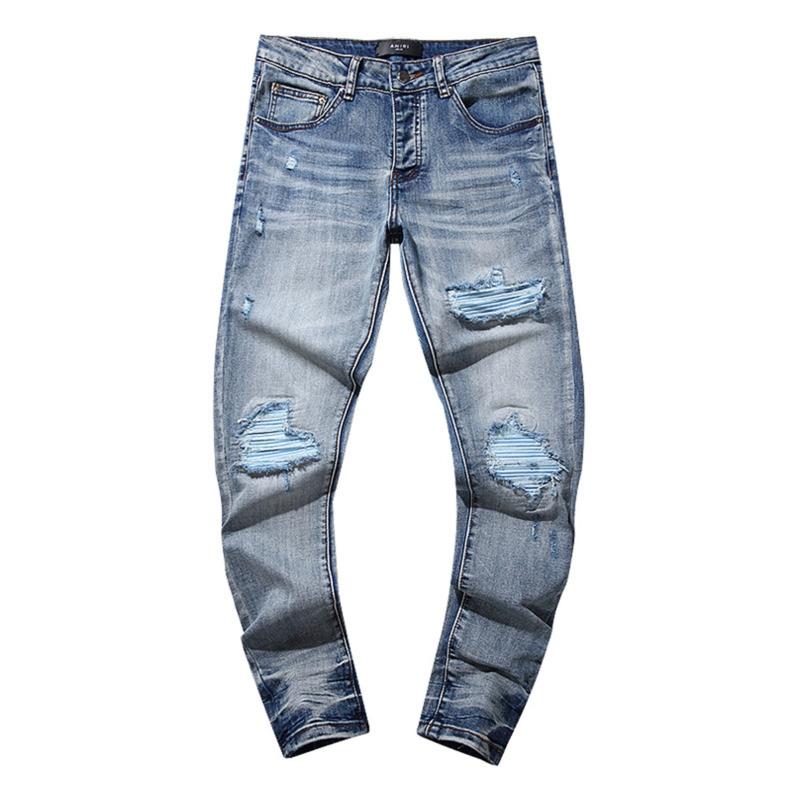 Ripped Distressed Destroyed Straight Slim Fit Jeans Skinny Casual Fashion Denim Pants