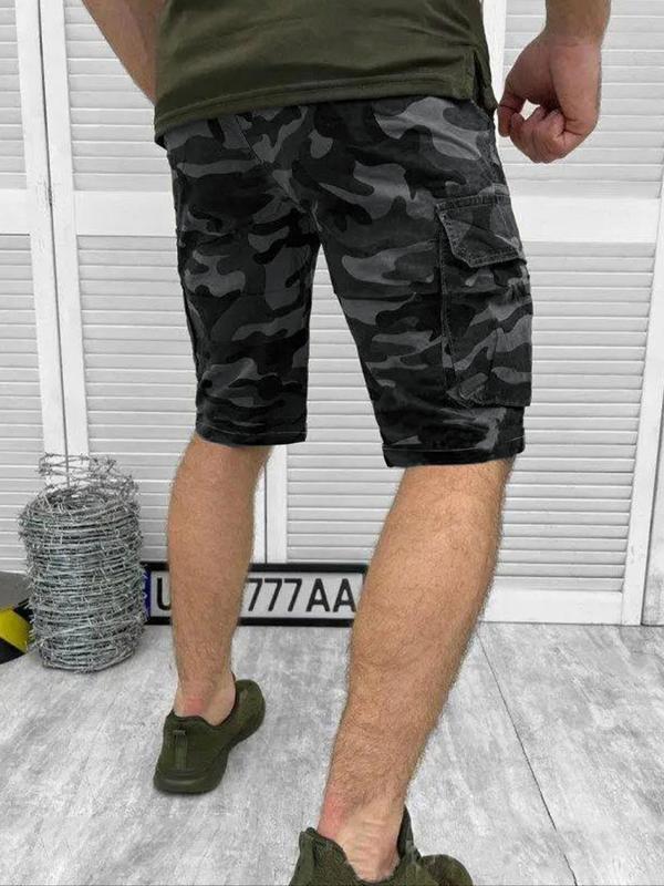 Men's Regular Fit Camo Print Button Fly Cargo Shorts, Casual Comfy Pocket Bermuda Shorts for Summer, Shorts for Men, Mens Bottoms for Daily Wear, Menswear