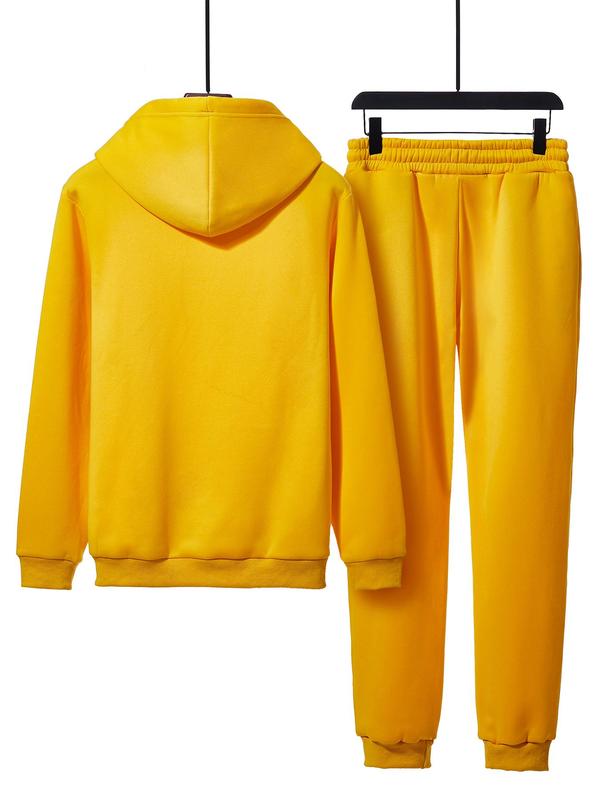 Two-Piece Set Men's Landscape Graphic Hoodie & Drawstring Waist Sweatpants Set, Regular Fit Casual Long Sleeve Hooded Pullover & Pocket Jogger Pants, Men's Fall & Winter Clothes