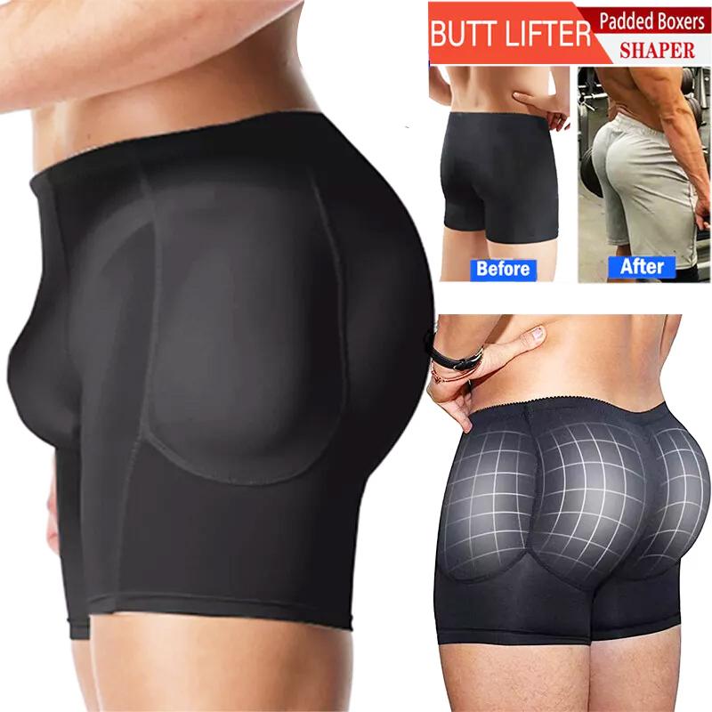 Men Boxer Shorts Brief,Men Padded Underwear Hips Enhancer Shaper Booty Butt Lift Panties,Men Underwear With Removable Padded