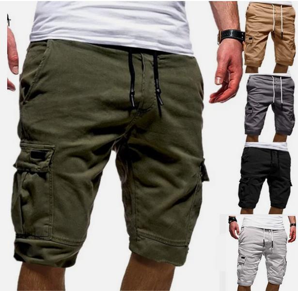 Men Casual Chino Cargo Shorts Pants 6-Pockets Summer Beach Trousers Menswear