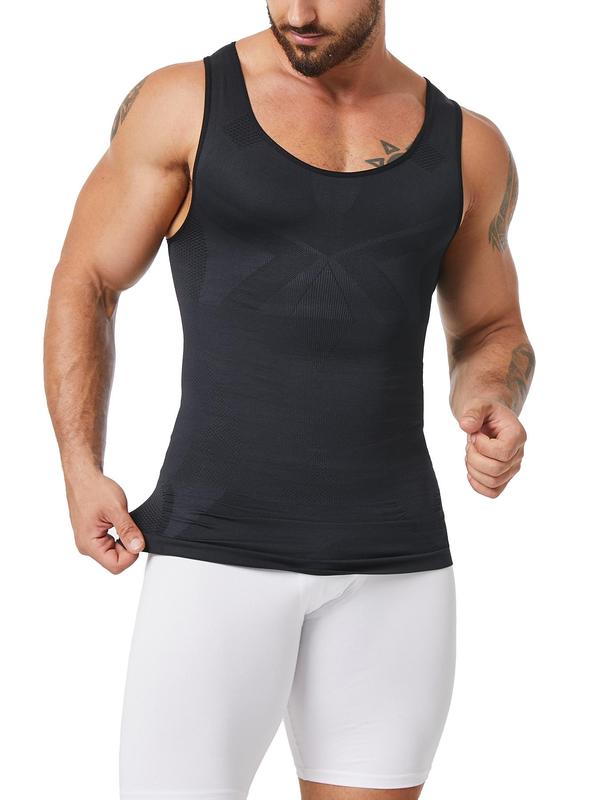 Men's Solid Compression Shapewear Tank Top, High Stretch Tummy Control Shaper, Slim Shapewear for Men, Body Shapewear