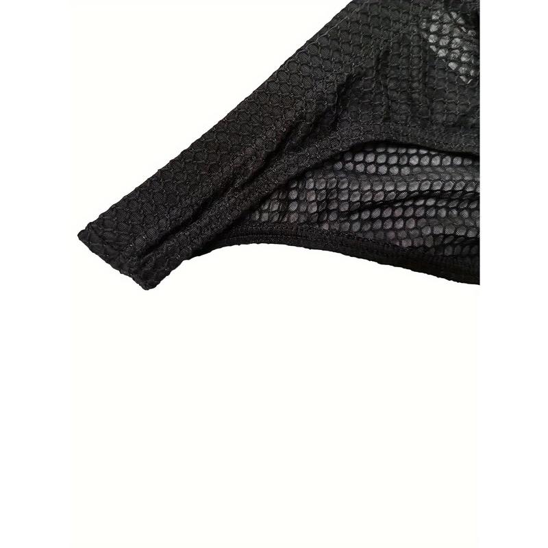 Men's Underwear, Sexy Low Waist Briefs, Mesh Cool Bulge Bag Underpants, Breathable Comfy Panties