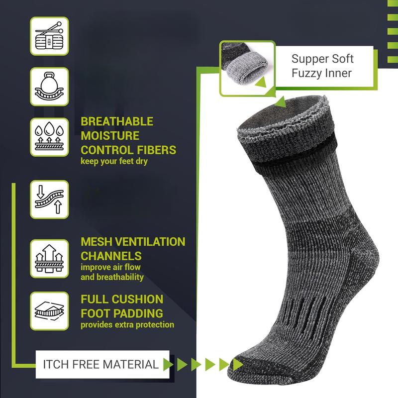 Warm Thermal Wool Socks for Winter Moisture Wicking and Breathable Cozy Boot Socks