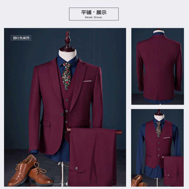 Suit Suit Men's Three-Piece Suit Business Formal Wear Business Suit Slim Best Man Groom Wedding Suit Men's Autumn