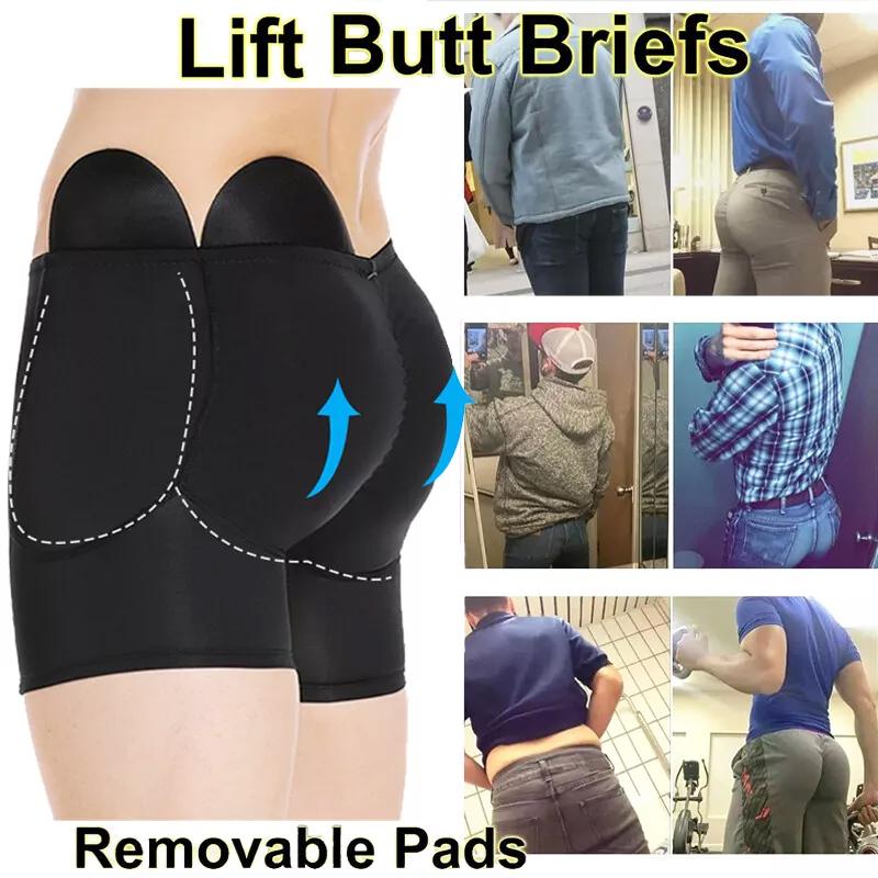 Men Boxer Shorts Brief,Men Padded Underwear Hips Enhancer Shaper Booty Butt Lift Panties,Men Underwear With Removable Padded