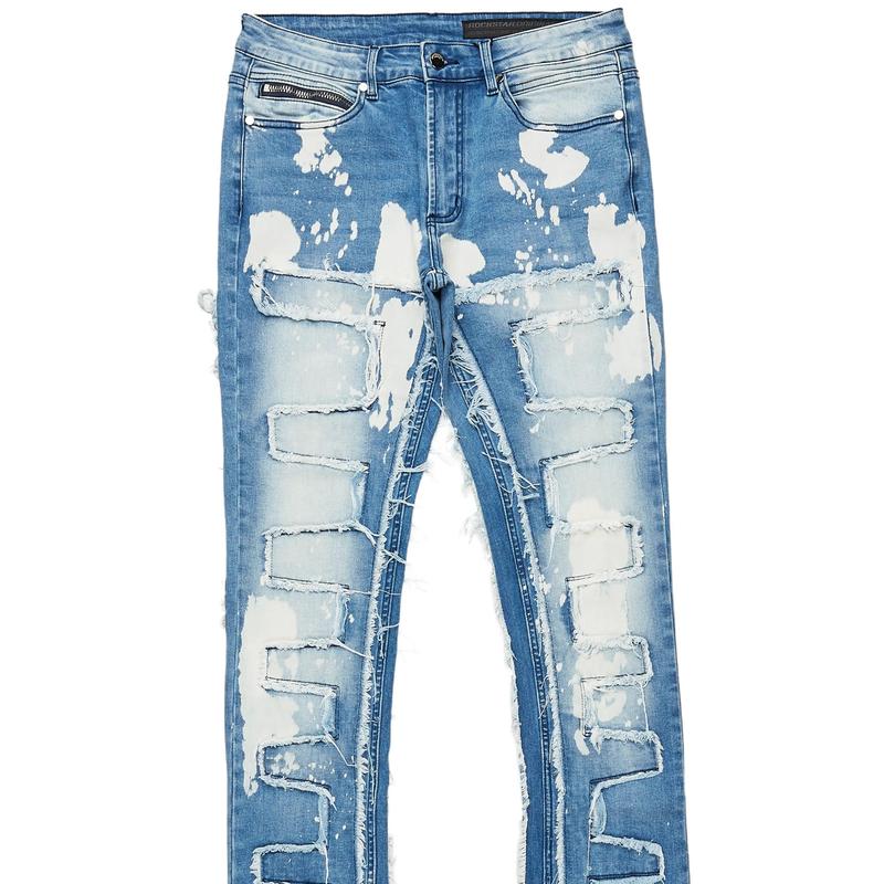 Laban Light Blue Bleach Stacked Flare Jean