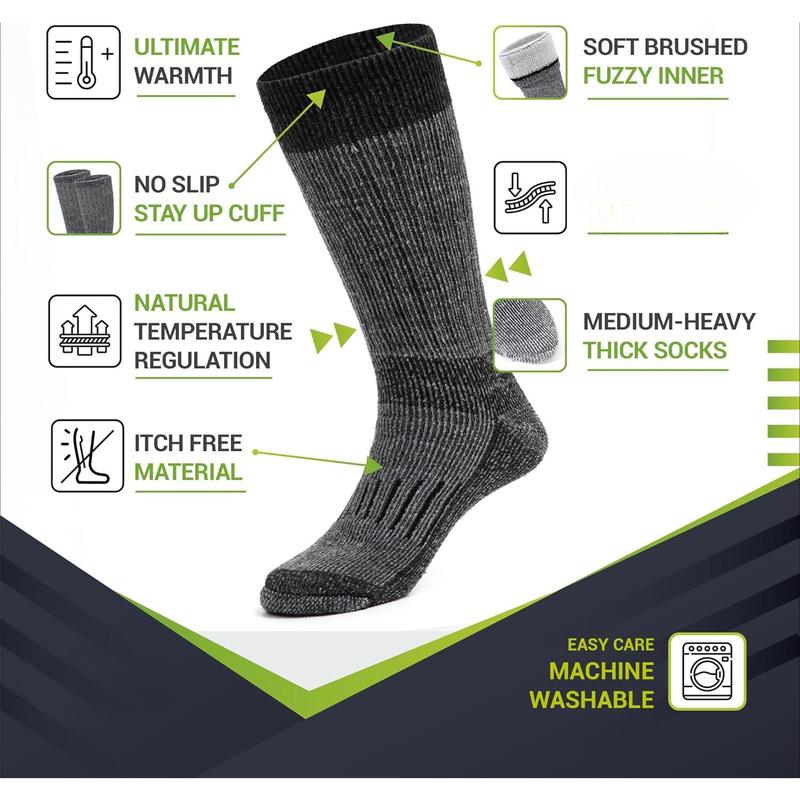 Warm Thermal Wool Socks for Winter Moisture Wicking and Breathable Cozy Boot Socks