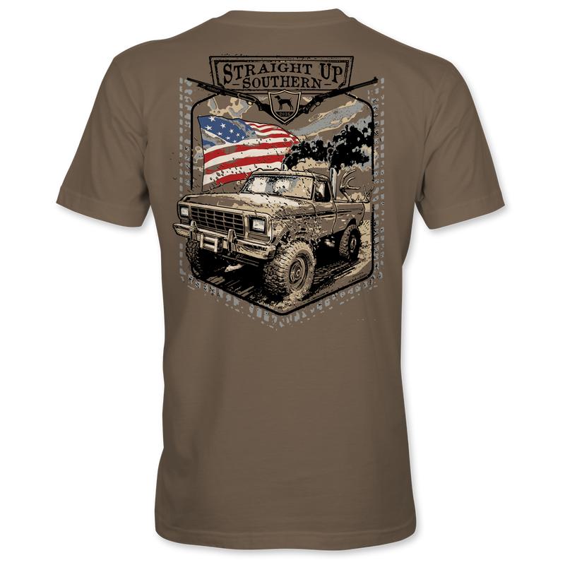 Diesel Power - Diesel Pickup and American Flag T-Shirt