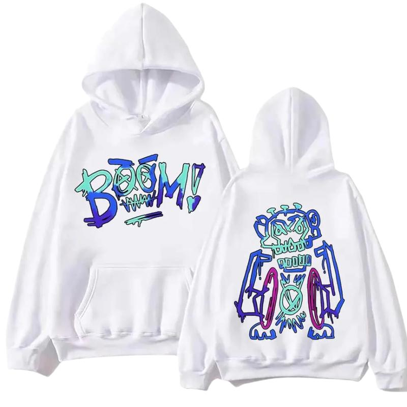 Arcane Boom Robot Double Sided Graffiti Art Streetwear Basic Hoodie