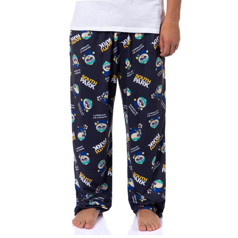 South Park Men's Cartman You Will Respect My Authority Tossed Print Sleep Pajama Pants For Adults