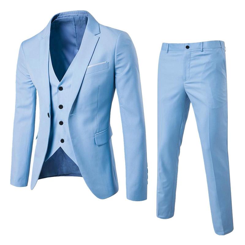 Men’s Slim 3 Piece Suit Business Wedding Party Blazers Formal Classic Jacket Vest Pants Full Coat Luxury Business 2024 Costume Clothing Menswear Denim Fashion