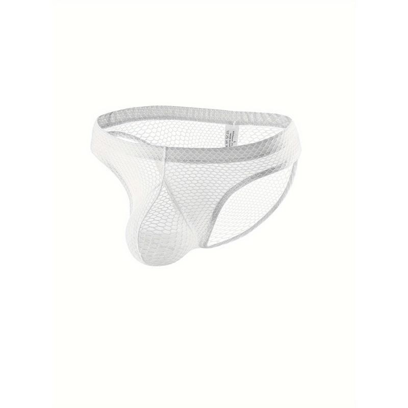 Men's Underwear, Sexy Low Waist Briefs, Mesh Cool Bulge Bag Underpants, Breathable Comfy Panties