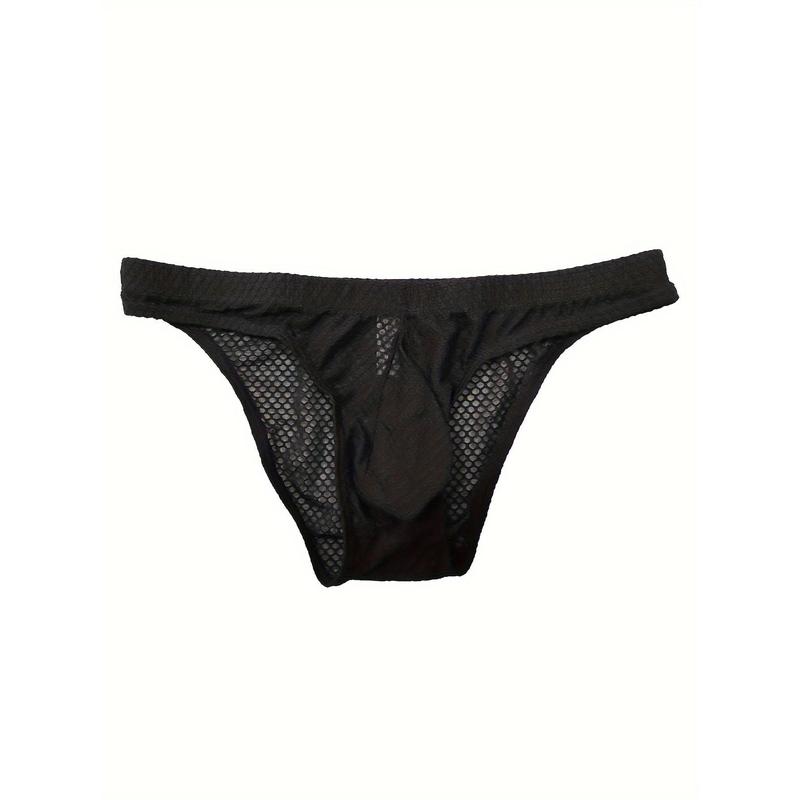 Men's Underwear, Sexy Low Waist Briefs, Mesh Cool Bulge Bag Underpants, Breathable Comfy Panties