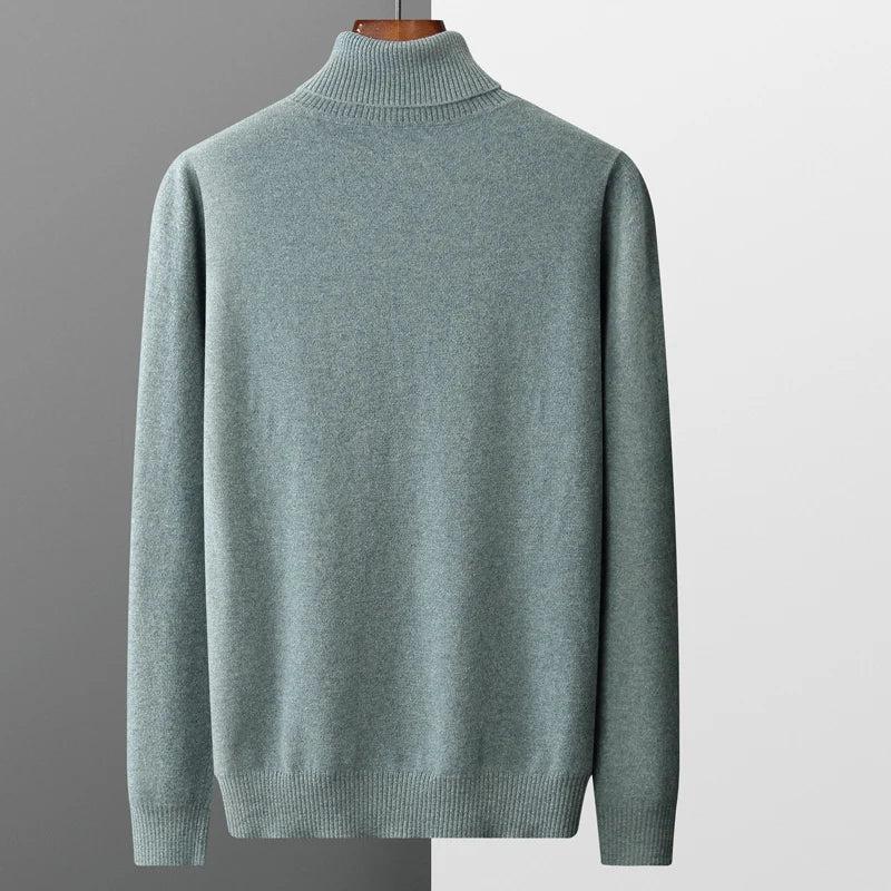 Autumn  winter new 100% merino wool cashmere sweater men's knitted pullover padded warm turtle neck fashion loose plus size coat