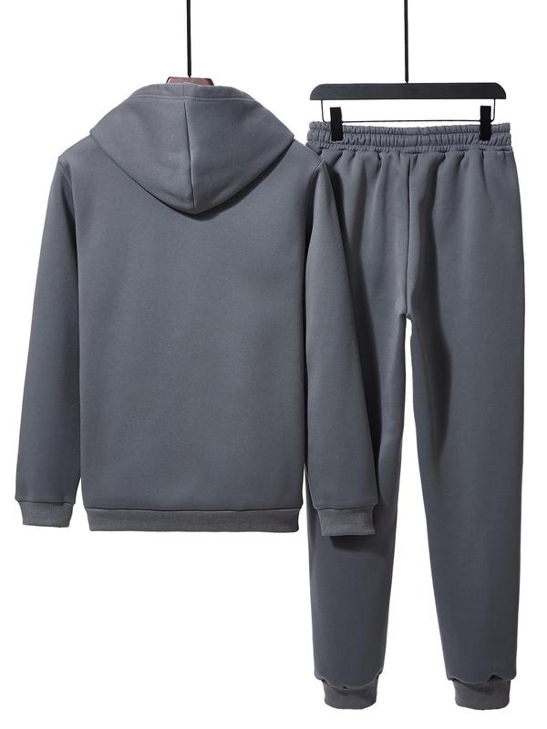 Two-Piece Set Men's Landscape Graphic Hoodie & Drawstring Waist Sweatpants Set, Regular Fit Casual Long Sleeve Hooded Pullover & Pocket Jogger Pants, Men's Fall & Winter Clothes