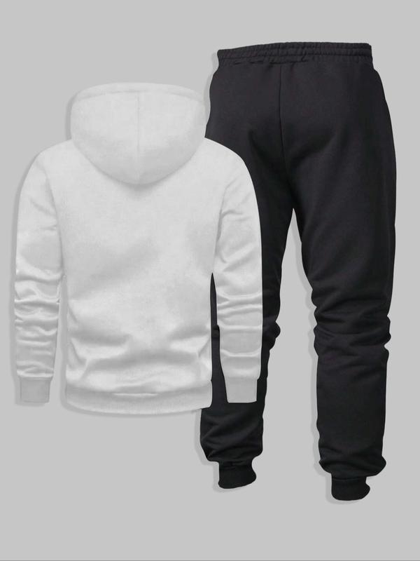 Men's Letter Print Drawstring Hoodie & Pocket Sweatpants Set, Casual Regular Fit Long Sleeve Hooded Sweatshirt & Jogger Pants, Men's Two-piece Outfits for Fall & Winter