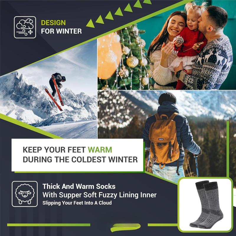 Warm Thermal Wool Socks for Winter Moisture Wicking and Breathable Cozy Boot Socks