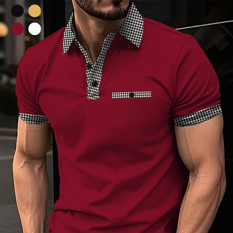 Men's Plus Size Plaid Polo Shirt with Unique Graphic Print, Perfect for Summer Outdoor Work or Play Casual Shortsleeve