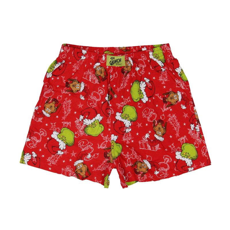 Dr. Seuss The Grinch Men's Max Grinch Cindy Lou Who Christmas Holiday AOP Boxers Lounge Sleep