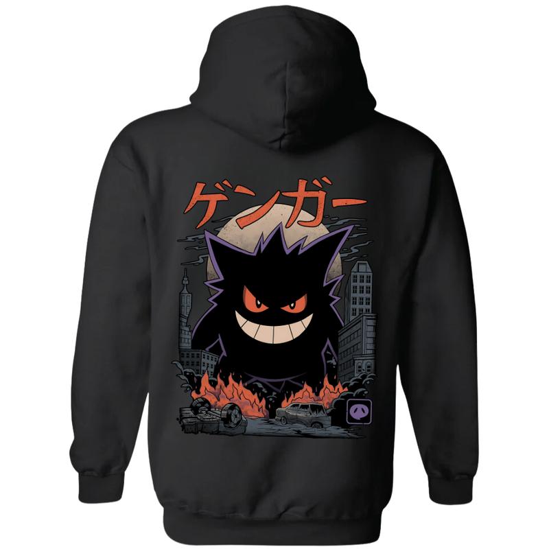 Gengar, Charizard, Venusaur & Snorlax Hoodie - Dark Ghost, Fiery Dragon, Jungle Beast, Lazy Giant Kaiju Japanese Style Hoodie , Japanese Anime Movie Film Nerd Gaming Novelty Funny Unisex Hoodie