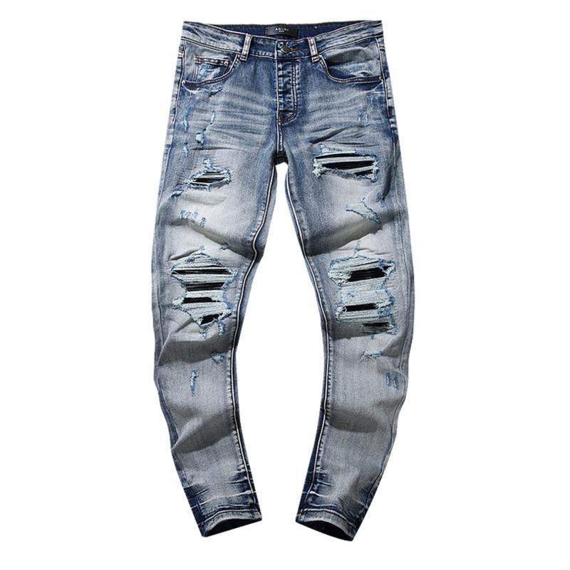 Ripped Distressed Destroyed Straight Slim Fit Jeans Skinny Casual Fashion Denim Pants