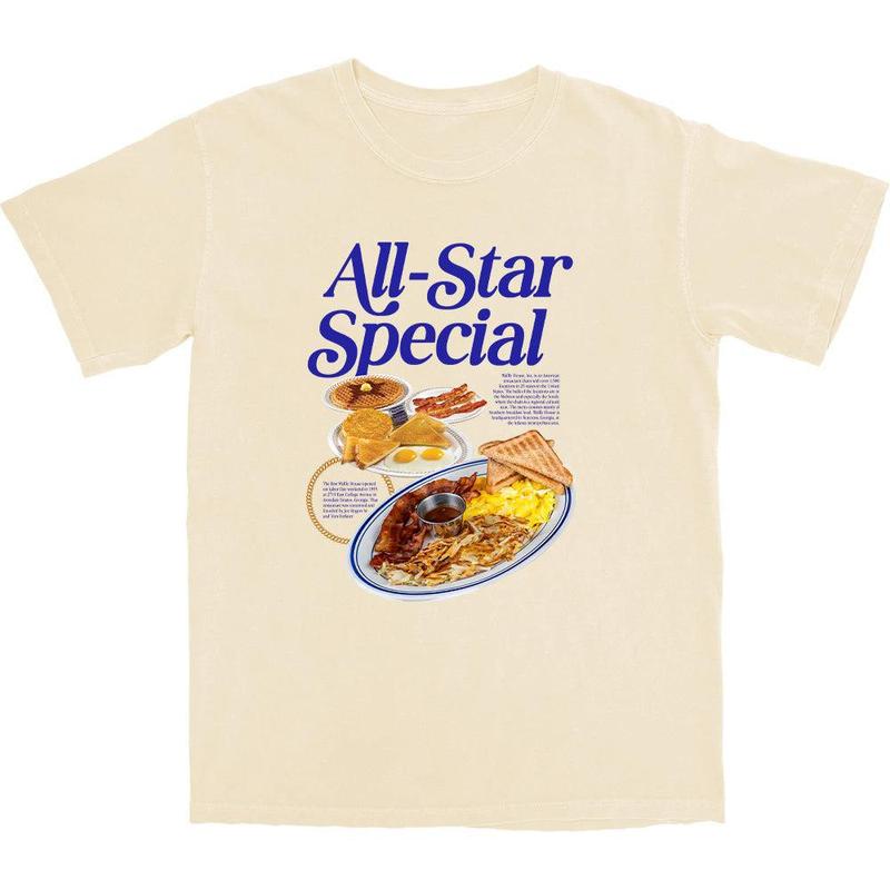 Official All Star Special Breakfast Unisex T-Shirt, Funny Breakfast Tee, Full Sizes, Full Color, For Men, For Women, Unisex Apparel Relaxed Fit Printed In The USA Menswear Top Tshirt Crewneck Shortsleeve