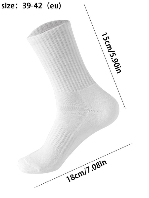 Men's Solid Mid-calf Socks, Casual Comfy Breathable Socks for Daily Wear, Men's Socks for All Seasons