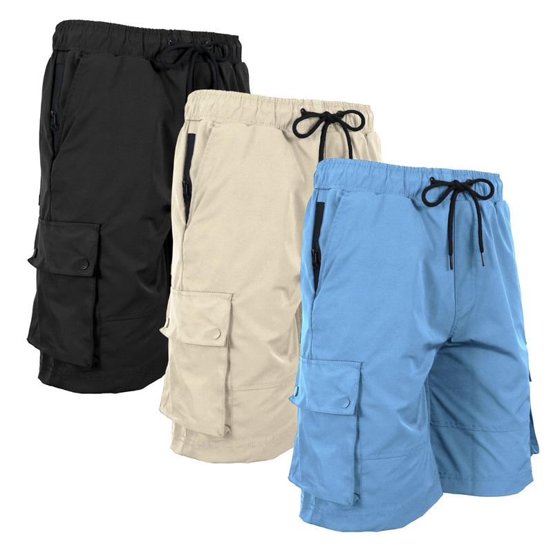 Men's 3-Pack Moisture Wicking Performance Quick Dry Cargo Shorts Casual Menswear