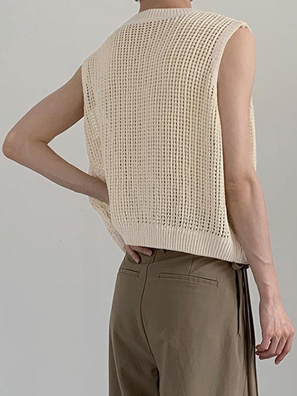 Men's Regular Fit Solid Round Neck Tank Top, Casual Sleeveless Crew Neck Top for Summer, Fashion Men's Clothes for Daily Wear