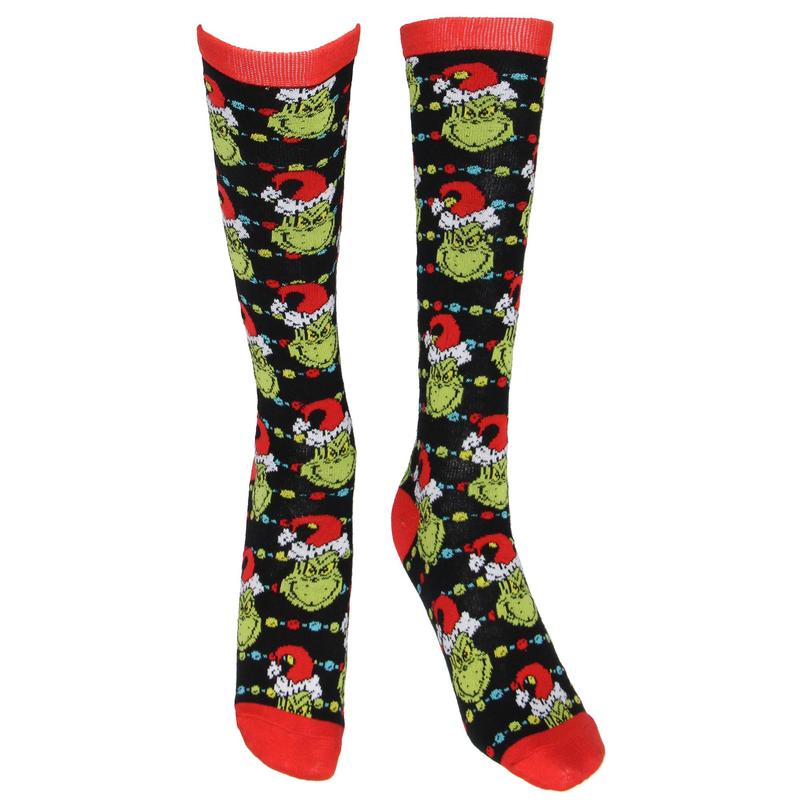 Dr. Seuss How The Grinch Stole Christmas Socks 3-Pack Adult Mid-Calf Crew Socks Storybook Design Gift Box Set