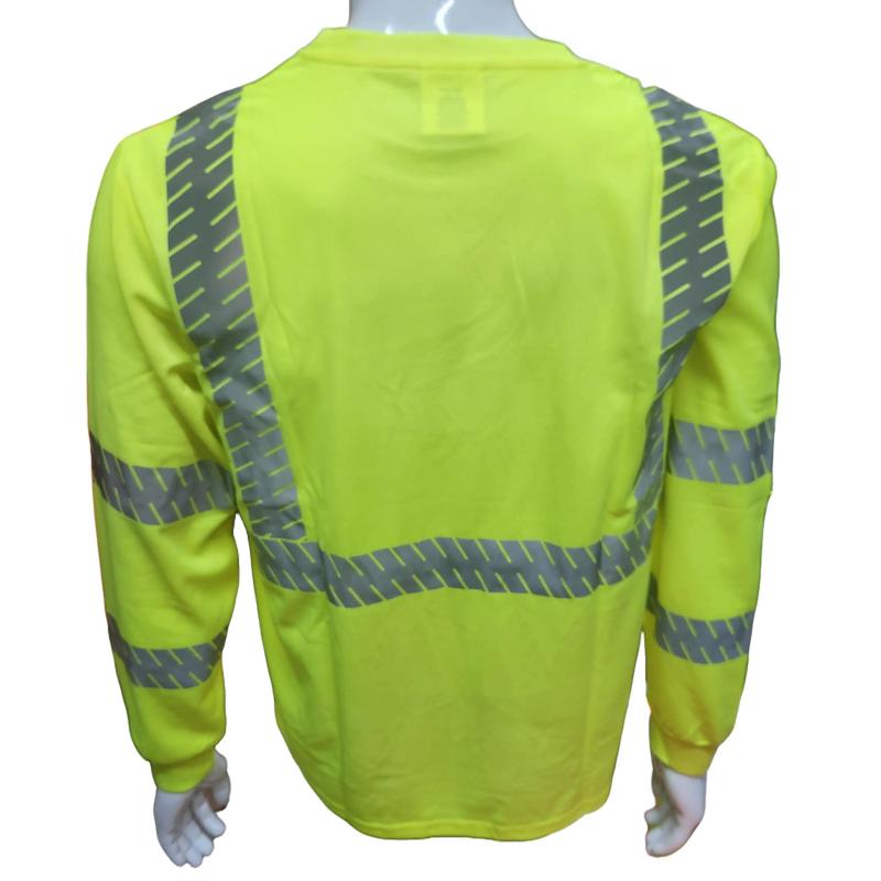 Hi Visibility Light weight Yellow Long sleeve shirt with heat transfer reflector   polyester birdeye Fabric for quick dry   Hi Vis Reflective shirt