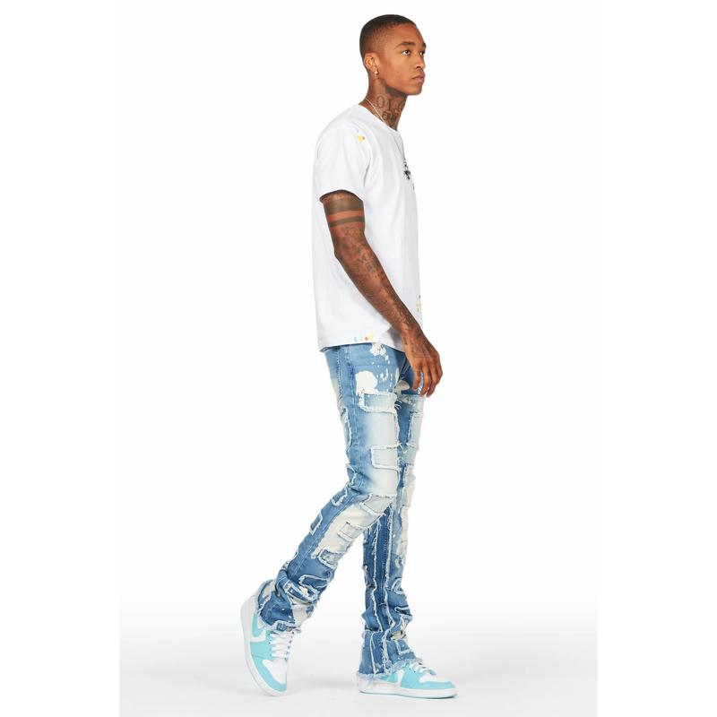 Laban Light Blue Bleach Stacked Flare Jean