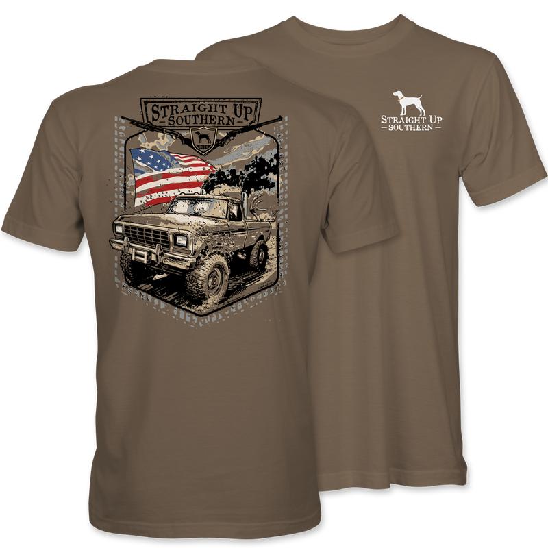 Diesel Power - Diesel Pickup and American Flag T-Shirt