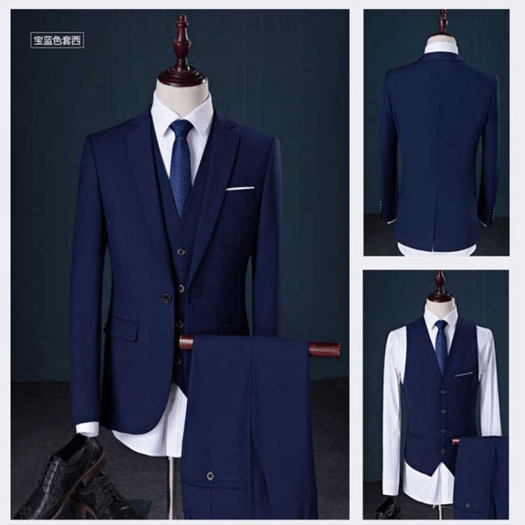 Suit Suit Men's Three-Piece Suit Business Formal Wear Business Suit Slim Best Man Groom Wedding Suit Men's Autumn