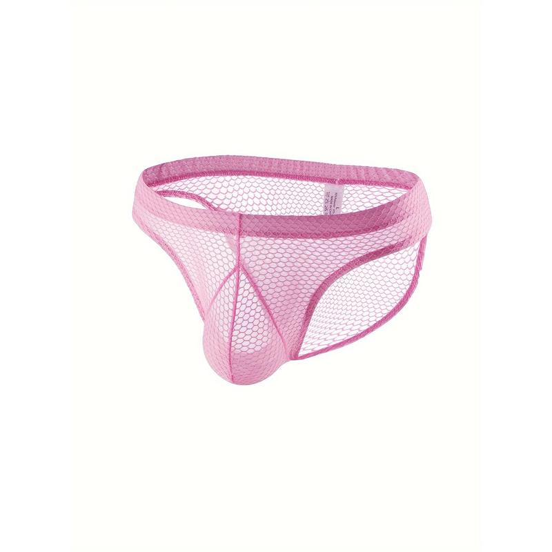 Men's Underwear, Sexy Low Waist Briefs, Mesh Cool Bulge Bag Underpants, Breathable Comfy Panties