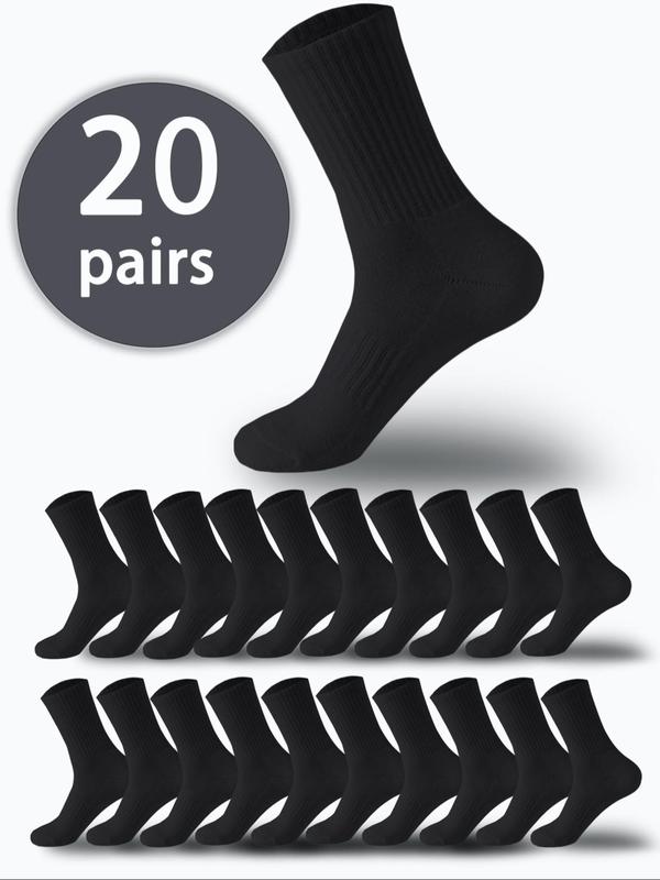 Men's Solid Mid-calf Socks, Casual Comfy Breathable Socks for Daily Wear, Men's Socks for All Seasons