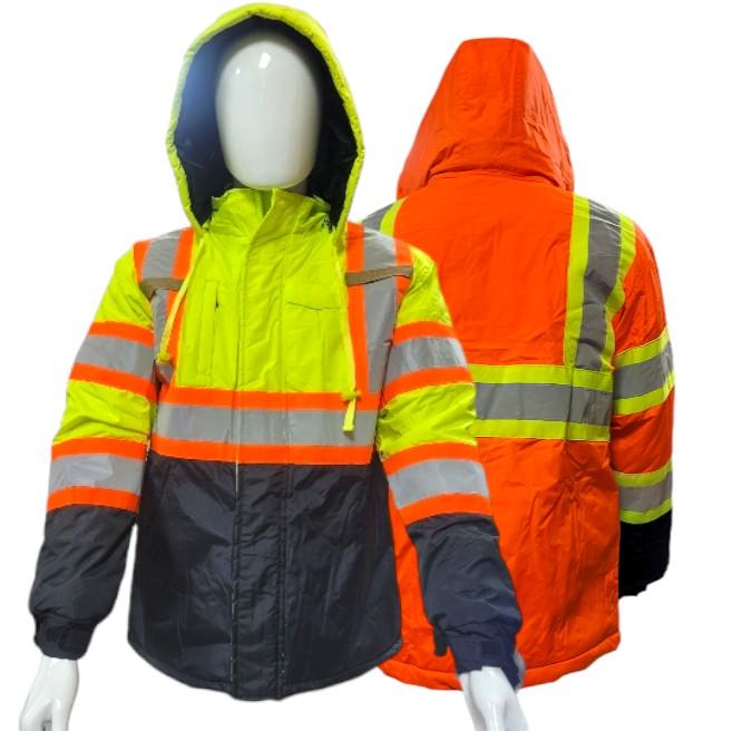 Hi-Viz Parka Safety Jacket  Clothing Workwear Uniforms Outdoor Man