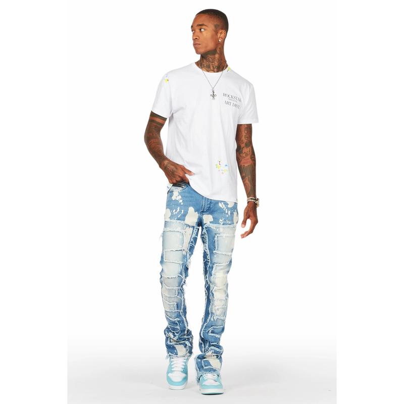 Laban Light Blue Bleach Stacked Flare Jean