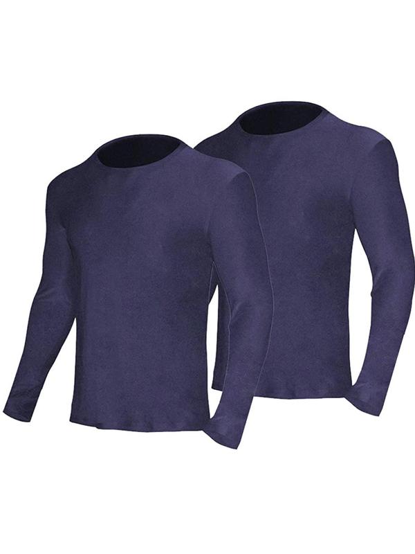 Men's Solid Long Sleeve Thermal Underwear Top, Casual Comfy Warm Round Neck Top for Fall & Winter, Men's Underwear for Daily Wear