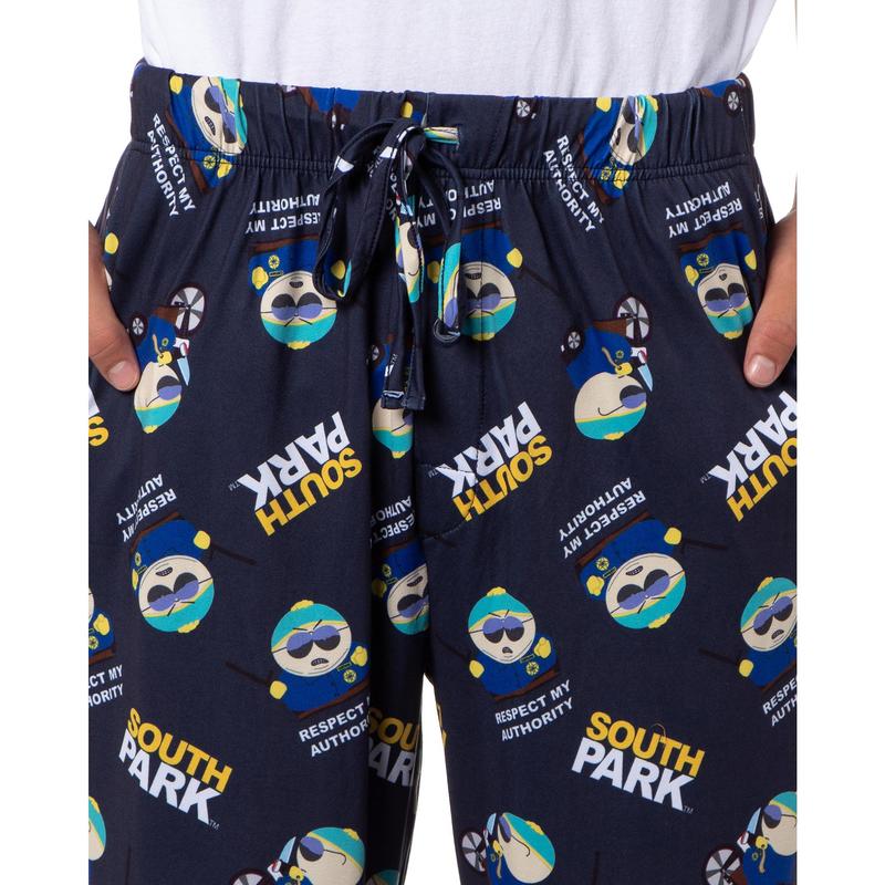 South Park Men's Cartman You Will Respect My Authority Tossed Print Sleep Pajama Pants For Adults