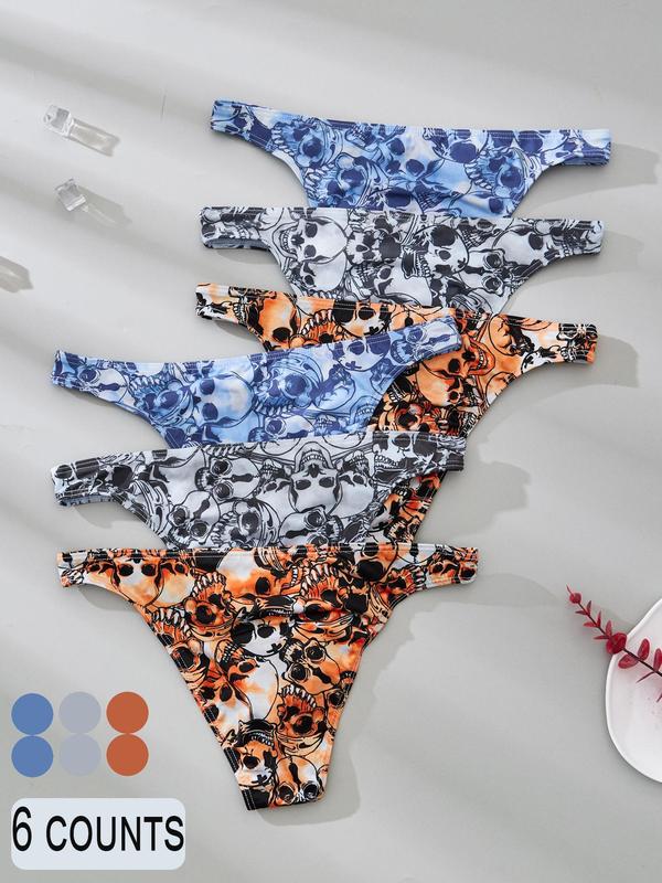 Men's Skull Print Brief, Casual Comfy Breathable Antibacterial Knicker for Daily Wear, Men's Underwear for All Seasons