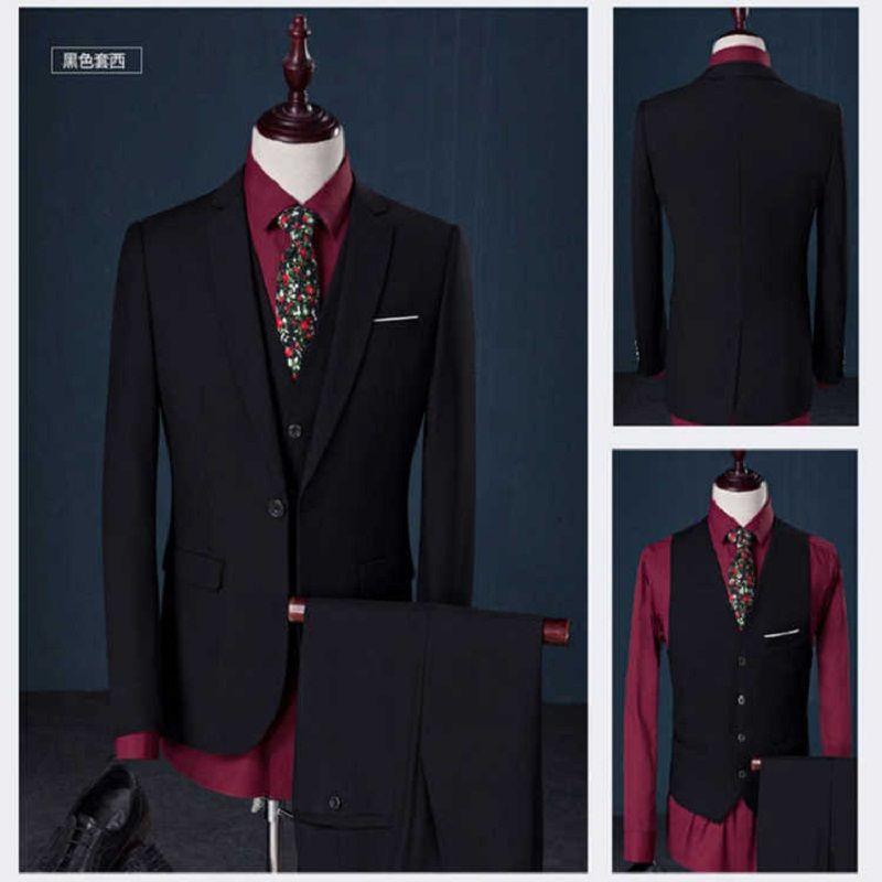 Suit Suit Men's Three-Piece Suit Business Formal Wear Business Suit Slim Best Man Groom Wedding Suit Men's Autumn