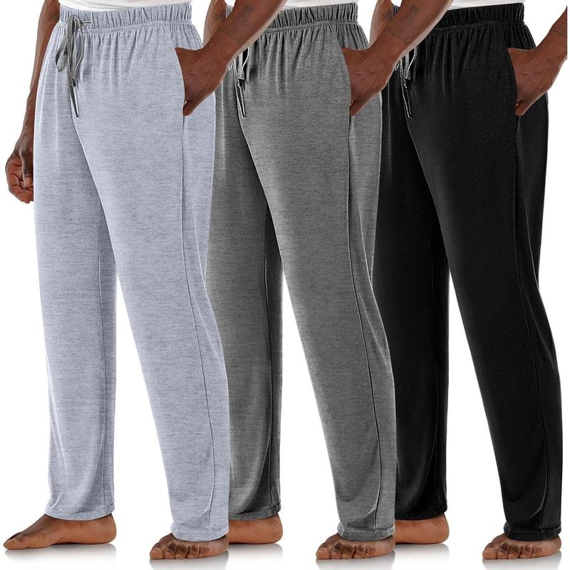 3 Pack Mens Cotton Sleepwear Pajamas Pants with Pockets Soft Sleep Lounge Bottoms Sleep Pj Bottoms for Men