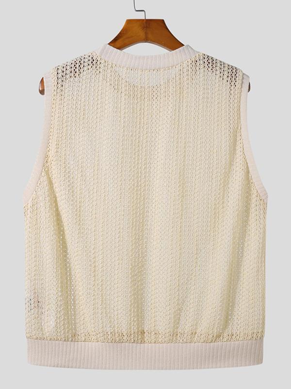 Men's Regular Fit Solid Round Neck Tank Top, Casual Sleeveless Crew Neck Top for Summer, Fashion Men's Clothes for Daily Wear